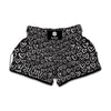 Cute Black And White Heart Pattern Print Muay Thai Boxing Shorts