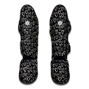 Cute Black And White Heart Pattern Print Muay Thai Shin Guard