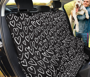 Cute Black And White Heart Pattern Print Pet Car Back Seat Cover