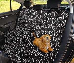 Cute Black And White Heart Pattern Print Pet Car Back Seat Cover