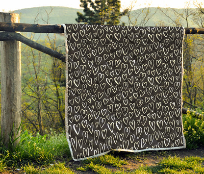 Cute Black And White Heart Pattern Print Quilt