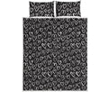 Cute Black And White Heart Pattern Print Quilt Bed Set