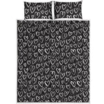 Cute Black And White Heart Pattern Print Quilt Bed Set