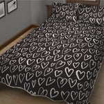 Cute Black And White Heart Pattern Print Quilt Bed Set
