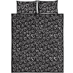 Cute Black And White Heart Pattern Print Quilt Bed Set