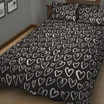 Cute Black And White Heart Pattern Print Quilt Bed Set