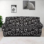 Cute Black And White Heart Pattern Print Sofa Cover