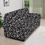 Cute Black And White Heart Pattern Print Sofa Cover