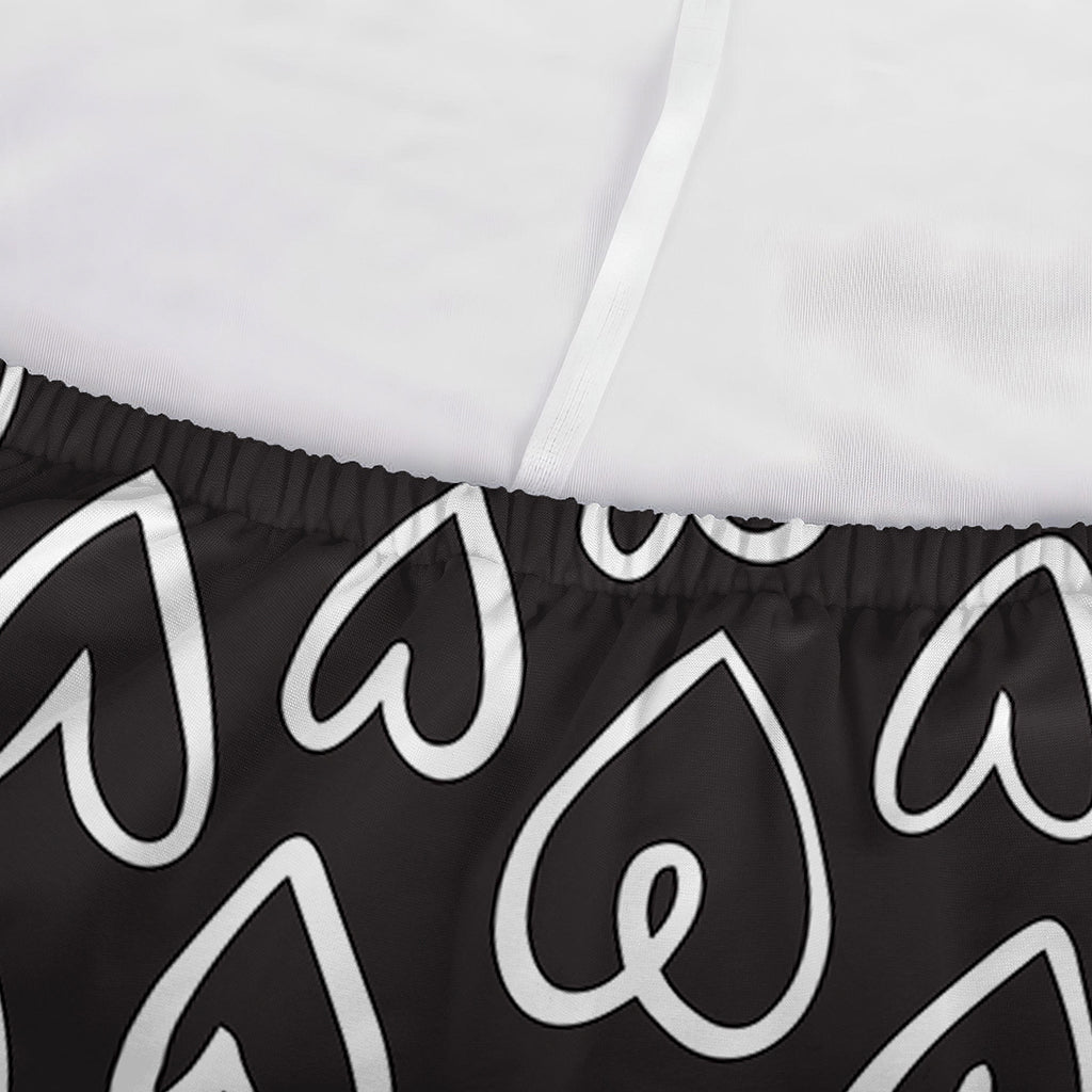 Cute Black And White Heart Pattern Print Sofa Cover
