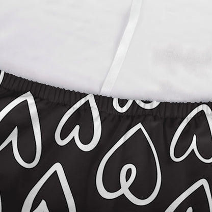 Cute Black And White Heart Pattern Print Sofa Cover