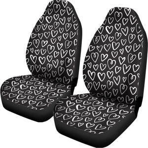 Cute Black And White Heart Pattern Print Universal Fit Car Seat Covers