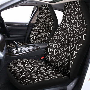 Cute Black And White Heart Pattern Print Universal Fit Car Seat Covers