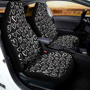 Cute Black And White Heart Pattern Print Universal Fit Car Seat Covers