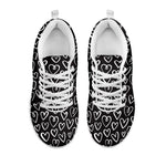 Cute Black And White Heart Pattern Print White Sneakers