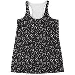 Cute Black And White Heart Pattern Print Women's Racerback Tank Top