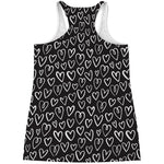 Cute Black And White Heart Pattern Print Women's Racerback Tank Top