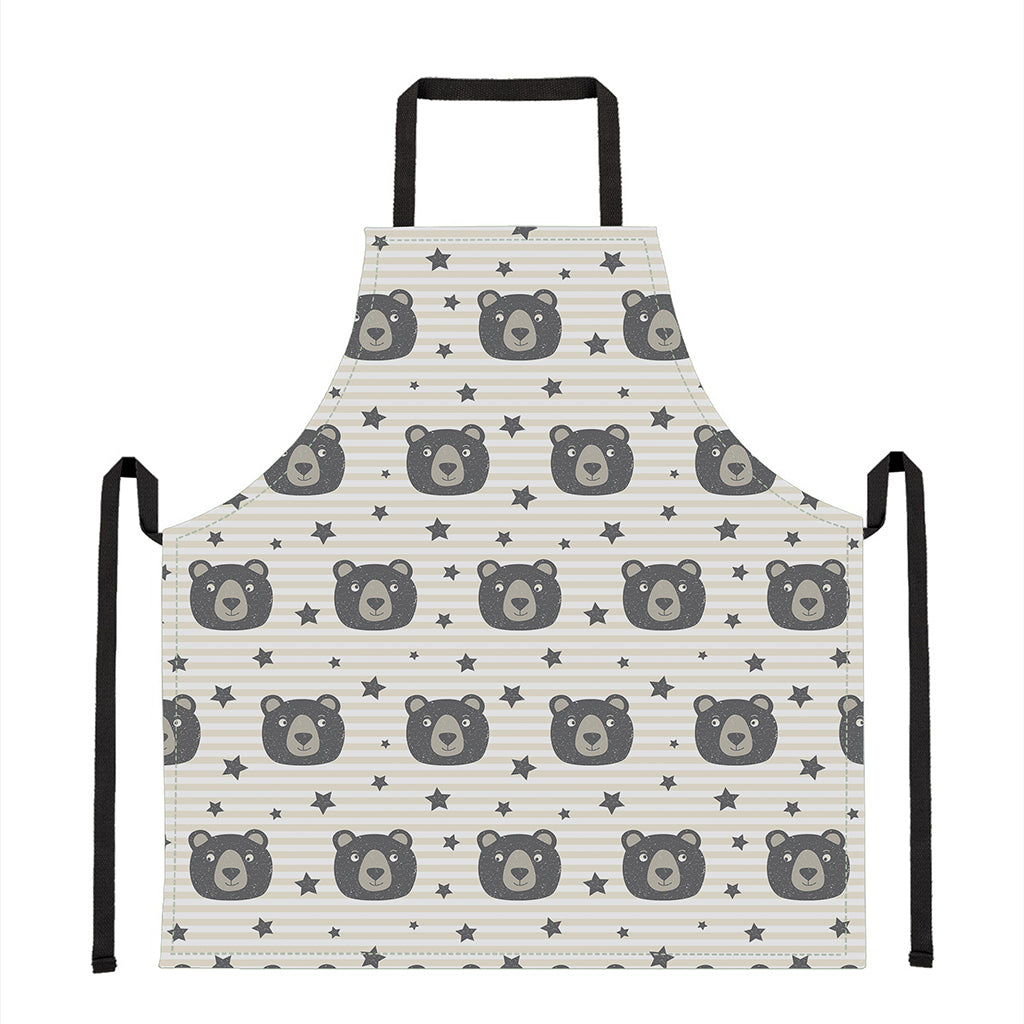 Cute Black Bear Pattern Print Apron