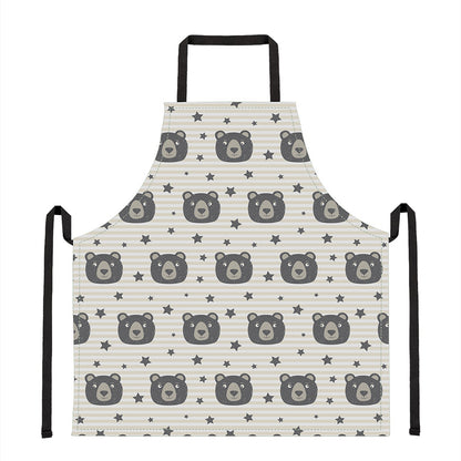 Cute Black Bear Pattern Print Apron
