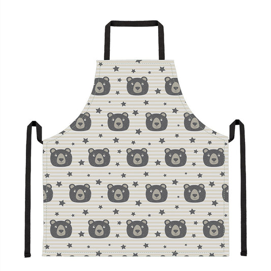 Cute Black Bear Pattern Print Apron