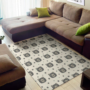 Cute Black Bear Pattern Print Area Rug