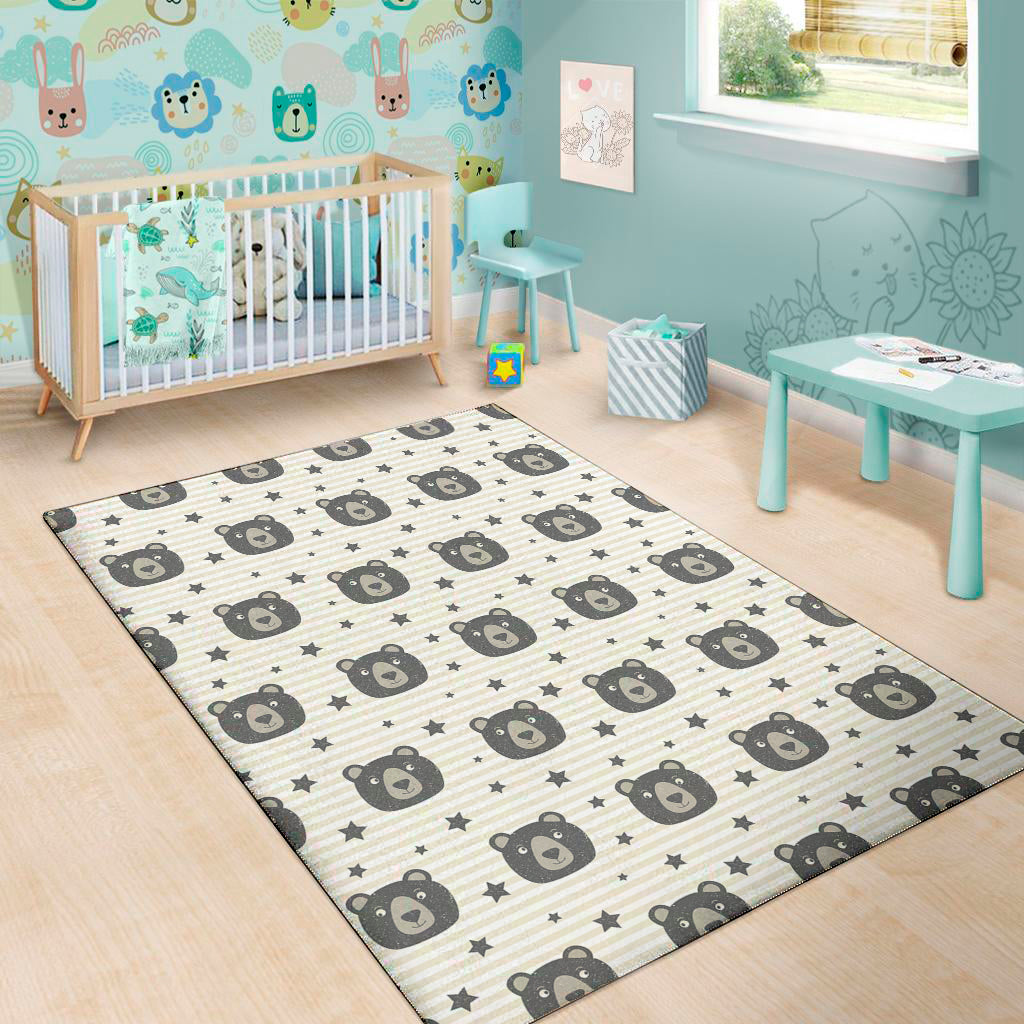 Cute Black Bear Pattern Print Area Rug