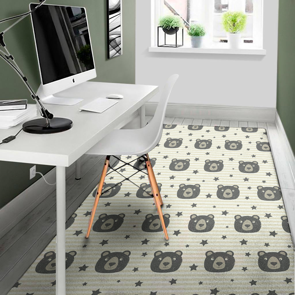 Cute Black Bear Pattern Print Area Rug