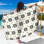 Cute Black Bear Pattern Print Beach Sarong Wrap