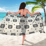 Cute Black Bear Pattern Print Beach Sarong Wrap