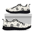 Cute Black Bear Pattern Print Black Running Shoes