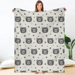 Cute Black Bear Pattern Print Blanket