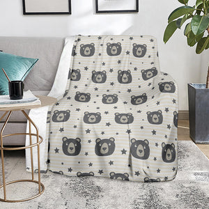 Cute Black Bear Pattern Print Blanket