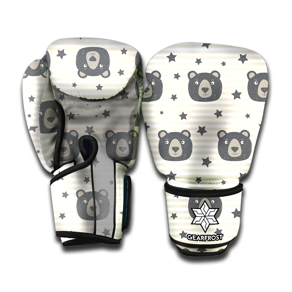 Cute Black Bear Pattern Print Boxing Gloves