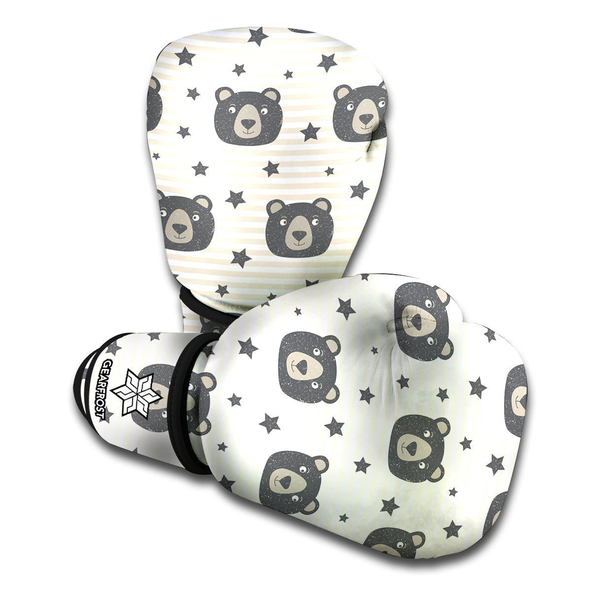 Cute Black Bear Pattern Print Boxing Gloves