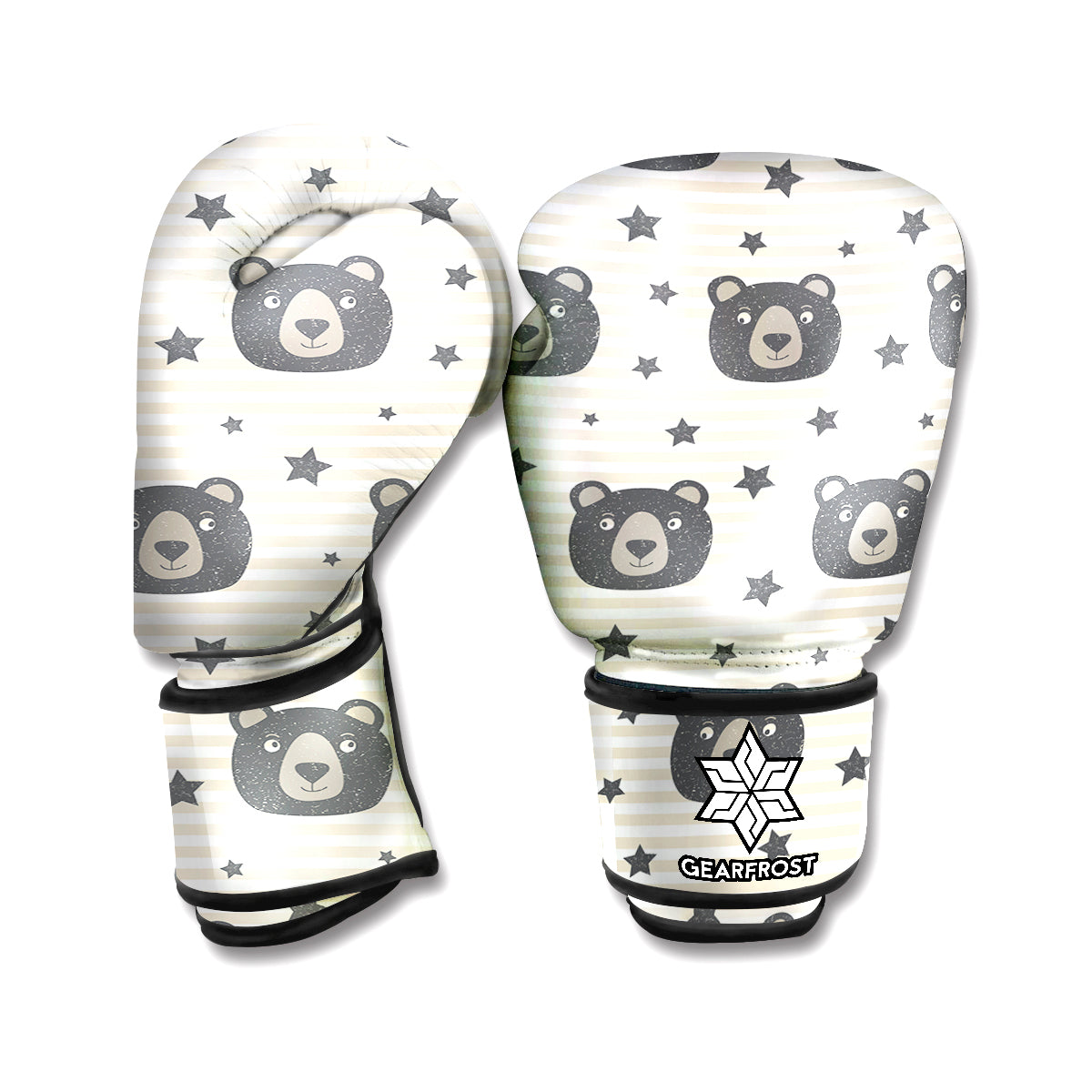 Cute Black Bear Pattern Print Boxing Gloves