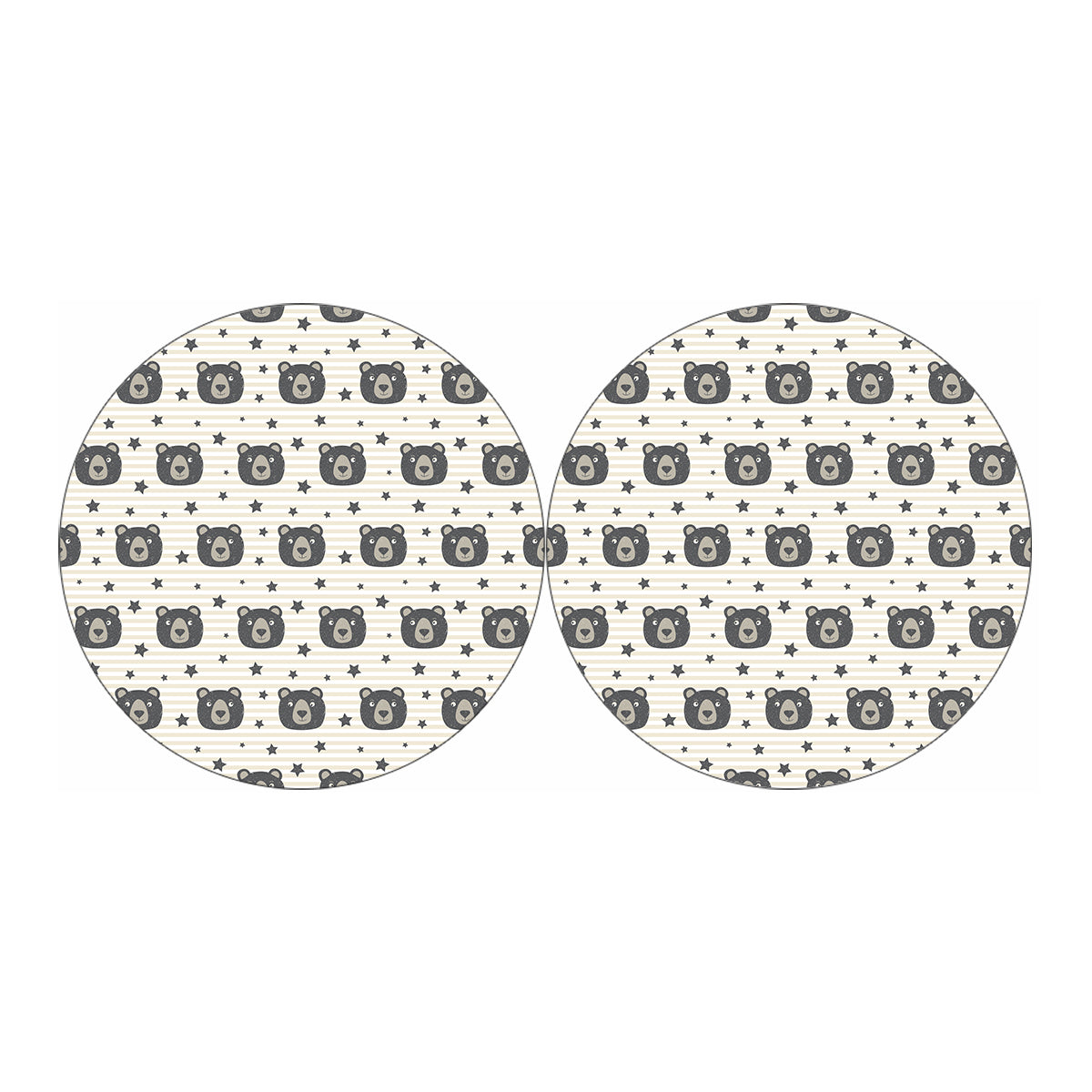 Cute Black Bear Pattern Print Car Coasters
