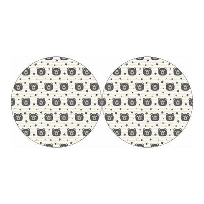 Cute Black Bear Pattern Print Car Coasters