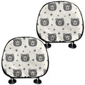 Cute Black Bear Pattern Print Car Headrest Covers