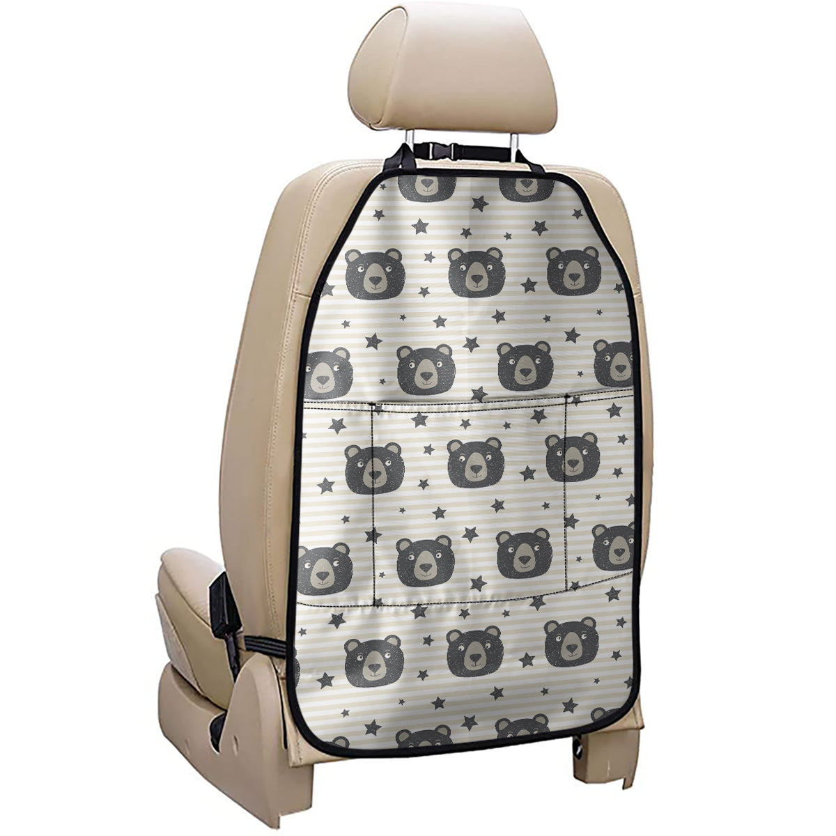 Cute Black Bear Pattern Print Car Seat Organizers