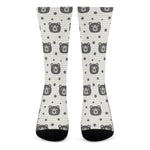 Cute Black Bear Pattern Print Crew Socks