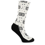 Cute Black Bear Pattern Print Crew Socks