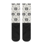 Cute Black Bear Pattern Print Crew Socks