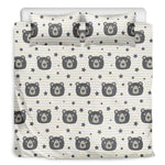 Cute Black Bear Pattern Print Duvet Cover Bedding Set