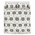Cute Black Bear Pattern Print Duvet Cover Bedding Set