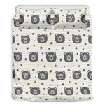 Cute Black Bear Pattern Print Duvet Cover Bedding Set