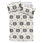 Cute Black Bear Pattern Print Duvet Cover Bedding Set