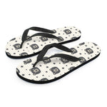 Cute Black Bear Pattern Print Flip Flops