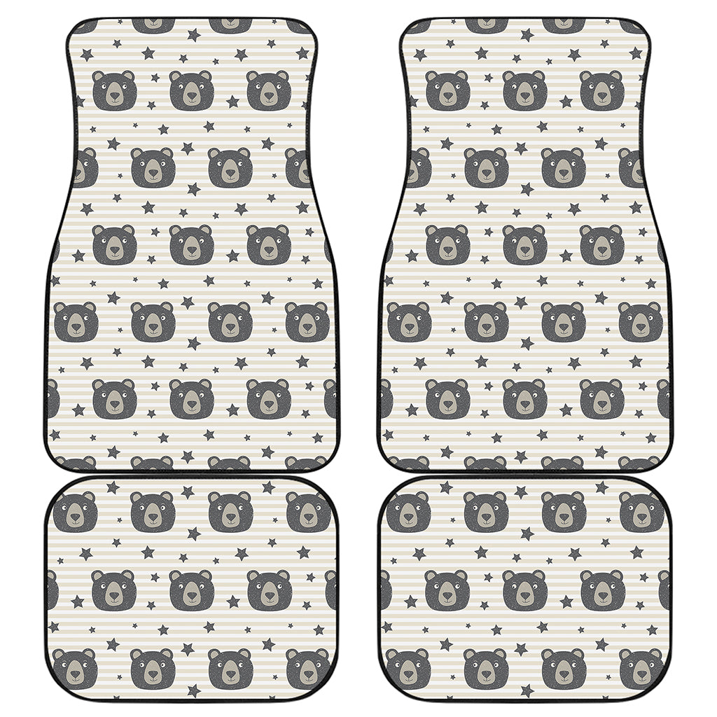 Cute Black Bear Pattern Print Front and Back Car Floor Mats