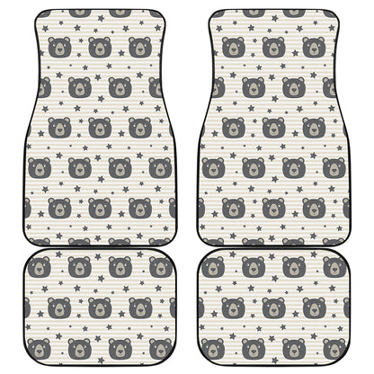 Cute Black Bear Pattern Print Front and Back Car Floor Mats