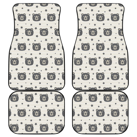 Cute Black Bear Pattern Print Front and Back Car Floor Mats