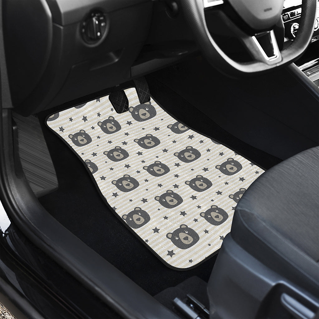 Cute Black Bear Pattern Print Front and Back Car Floor Mats